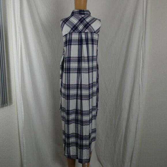 Rails Jordyn Plaid Split Tunic Tank Top Button Up Hi Low NWOT White Navy Orchid - Picture 12 of 12